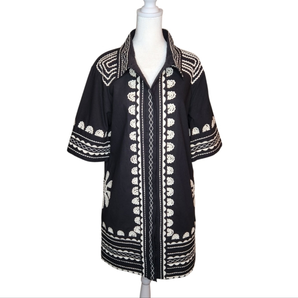 NEW Sea New York Ryleigh Embroidered Ric Rac Mini Shirt Dress Size XS